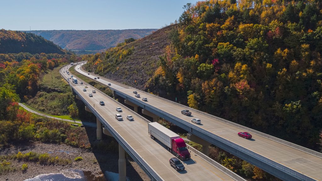 The high bridge at the Pennsylvania Turnpike.