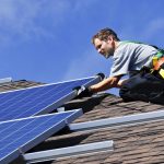 Solar panel installation on roof