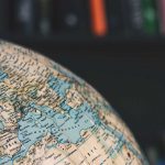 Close up on desktop globe