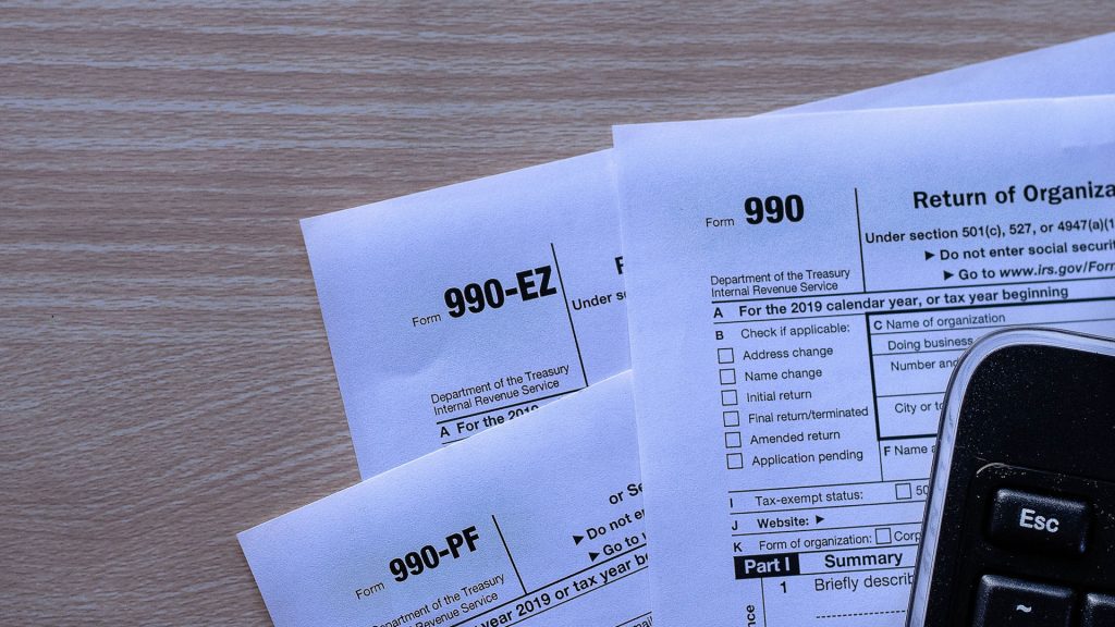 US Income Tax Forms 990, 990 EZ and 990 PF