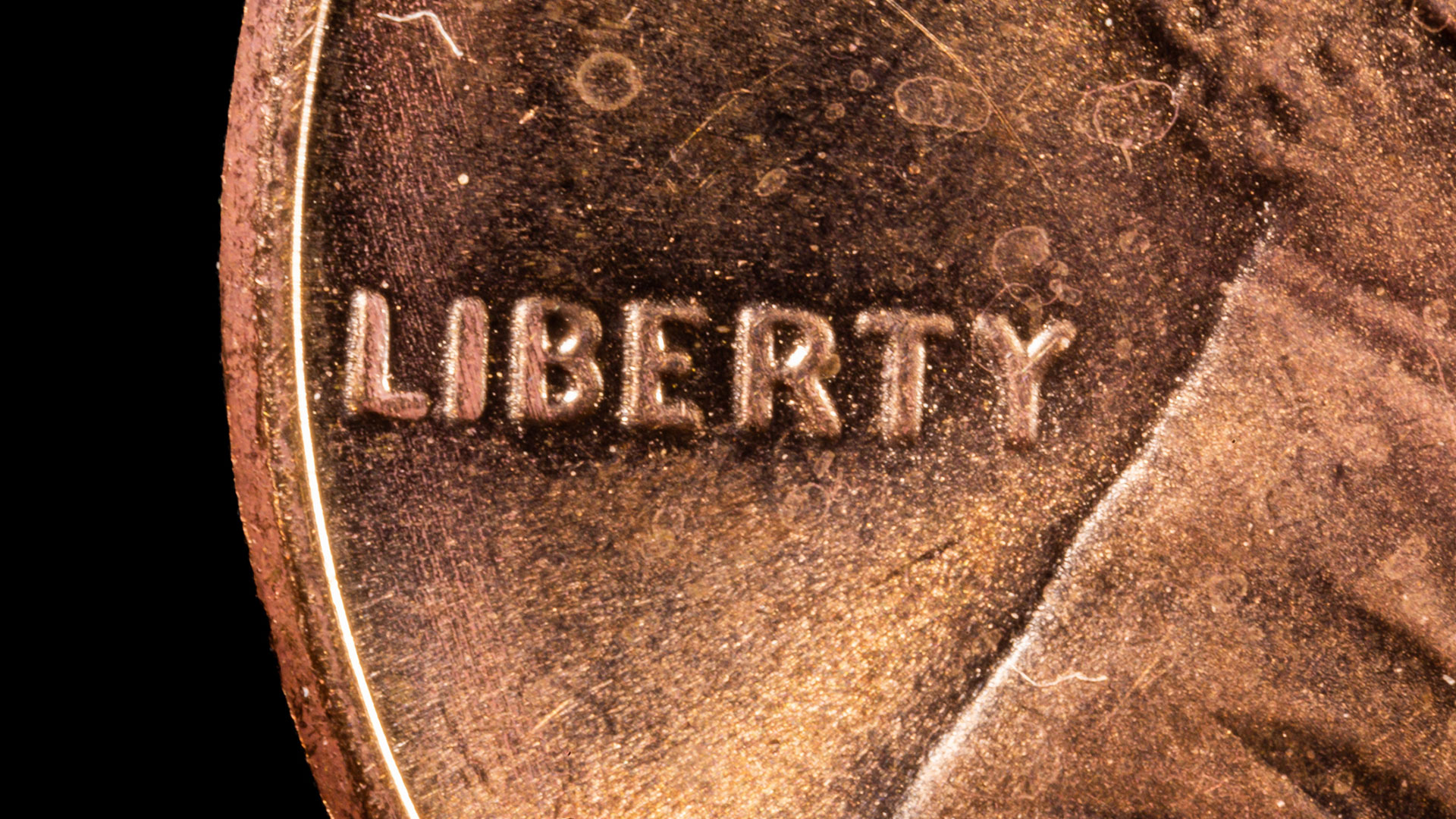 Zoomed in look at a copper penny