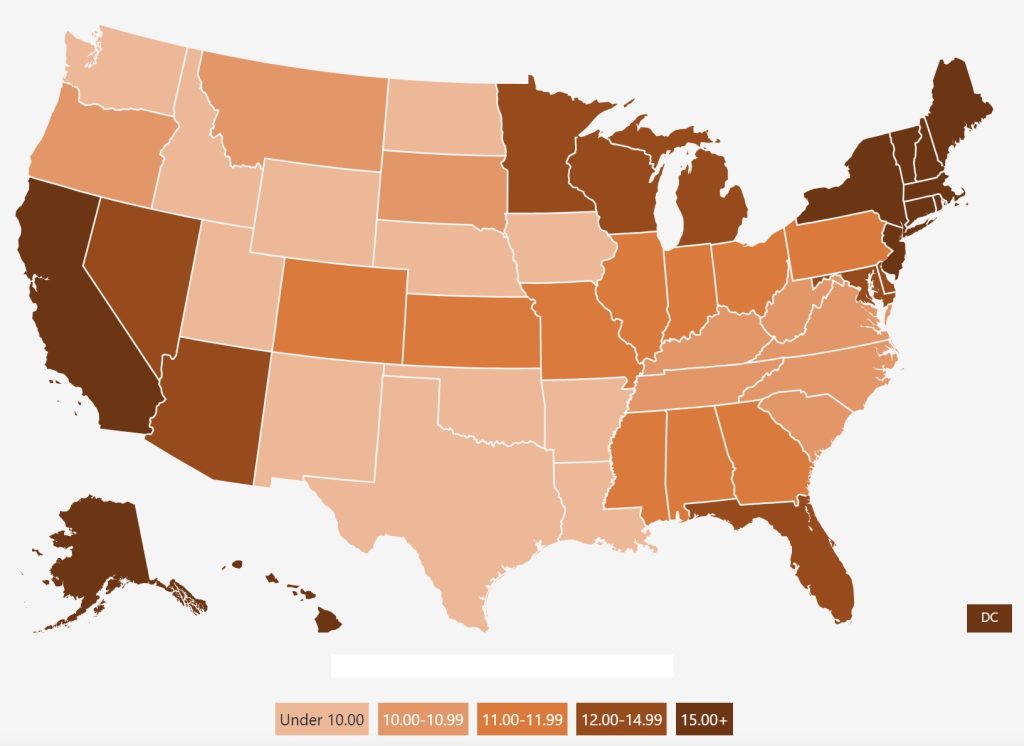 Map of electricity prices