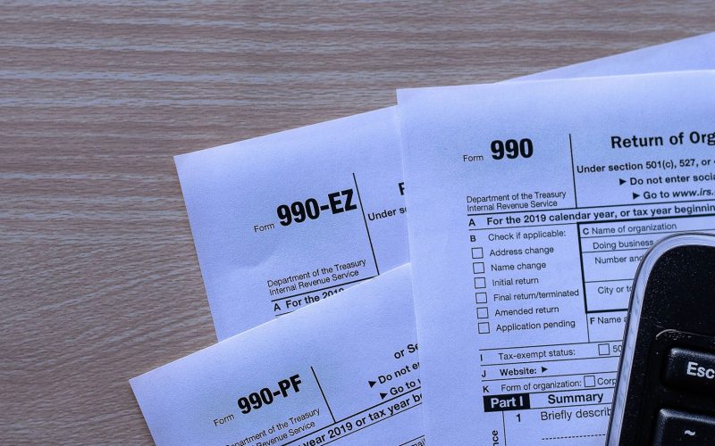 US Income Tax Forms 990, 990 EZ and 990 PF